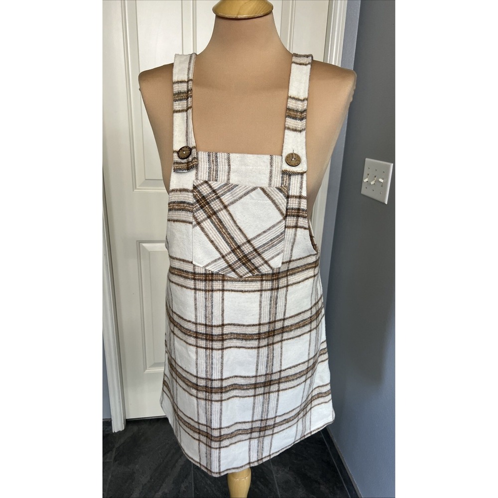Barrels And Oil Plaid Flannel Overall Dress Size Small Western Academia Country